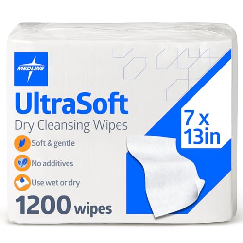 Medline Ultrasoft Dry Baby Wipes 7x13 Inches, 1200 Count Sensitive Skin Cleansing Cloths