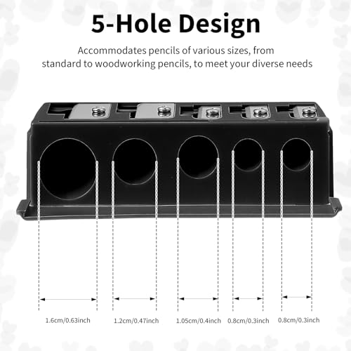 Grevosea 2-Pack 5-Hole Makeup Pencil Sharpener with Lid & Cleaning Pick