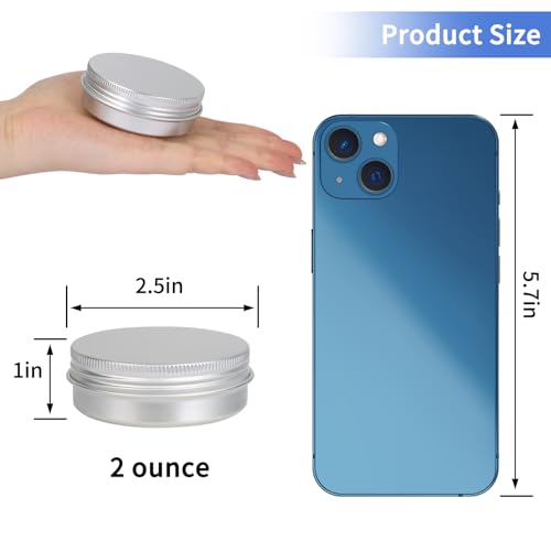 Moretoes 60 Pack 2oz Aluminum Tins with Screw Lids