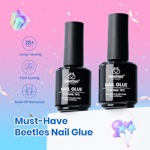 Beetles Gel Nail Base & Top Coat Set – No-Wipe 15ml + 9-in-1 Nail Glue 15ml