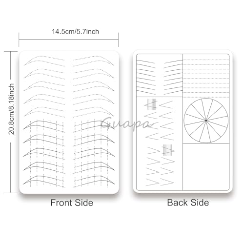 3pcs Silicone White Permanent Makeup Practice Skin with Black Outlines Double Sided Pre-printed Nano Brow Practice Skin Microblading Latex (White Skin-Black Printing)
