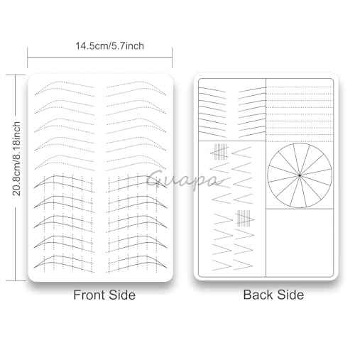 3pcs Silicone White Permanent Makeup Practice Skin with Black Outlines Double Sided Pre-printed Nano Brow Practice Skin Microblading Latex (White Skin-Black Printing)