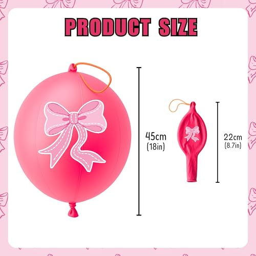 Pink Bow Party Favors Set - 24 Punch Balloons & 48 Tattoos