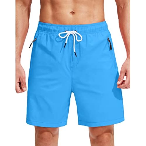 Viodia Men's Swim Trunks with Compression Liner Quick Dry Board Shorts Swimsuit Swimwear for Men with Zipper Pockets