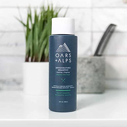 Oars + Alps Men's Sulfate Free Shampoo, Infused with Witch Hazel & Tea Tree Oil, Cleanses & Refreshes, Alpine Tea Tree Scent, 1 Pack, 13.5 Fl Oz