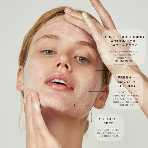 Biba De Sousa, The Daily Cleanser - Face and Body Wash with Exfoliating Beads, For Normal, Oily or Blemished Skin - Illuminates and Refines Skin Surface (8 ounces)