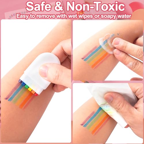 SmallCat Rainbow Face Paint Sticks, 4-Pack Water-Based Festival Makeup