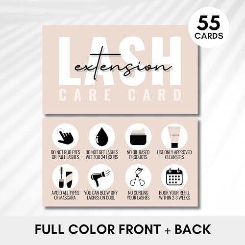 Lash Extension Aftercare Cards - 55 Pack Business Size