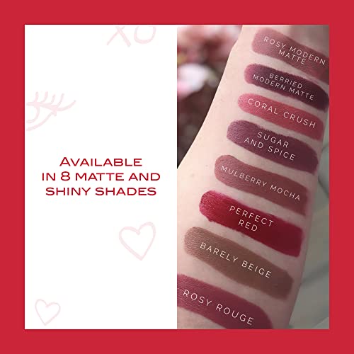 Mirabella Sealed with a Kiss Full Coverage Moisturizing Lipstick, Richly Pigmented, Ultra Creamy, Hydrating & Mineral-Based Lip Color with Antioxidant Vitamin E in Matte & Shine Shades, Sugar & Spice