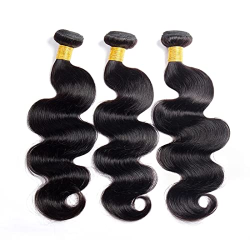 Brazilian Body Wave Hair Bundles 3 Pack - Natural Black Human Hair Extensions