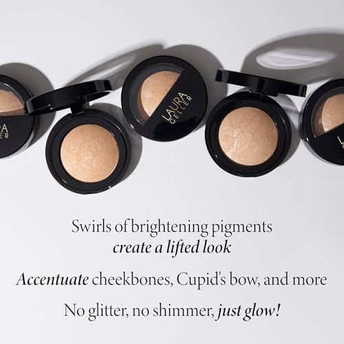 LAURA GELLER NEW YORK Baked Marbleized Highlighter, Prosecco - Radiance Enhancing Makeup - Powder Highlighter Face Makeup