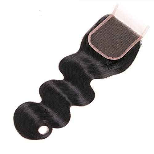 4x4 Transparent HD Lace Closure Only Body Wave Hair Closure Invisible Lace Closure 12A Brazilian Virgin Remy Human Hair Plucked with Baby Hair Natural Black 18 Inch