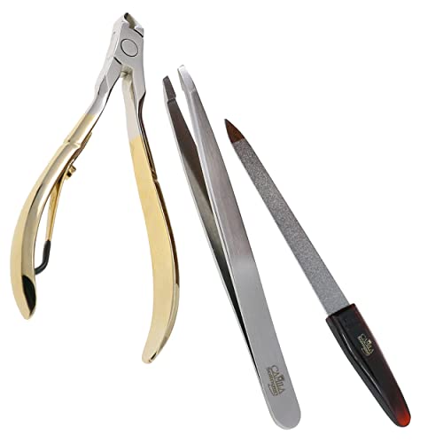 CSK2 Pedicure and Manicure Set with Nail File, Cuticle Trimmer and Tweezers for Perfect Cuticle Care and for Nose and Eyebrow Hair Cutter, Perfect Pedicure Tools and Skin Tag Remover