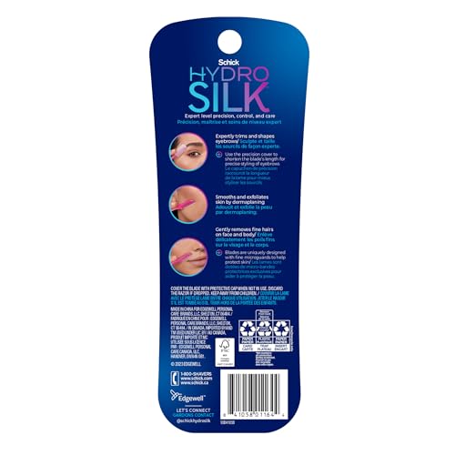 Schick Hydro Silk Touch-Up Dermaplaning Tool with Precision Cover, 6ct | Dermaplane Razor, Face Razors for Women, Eyebrow Razor, Facial Razor, Dermaplaning Razor, Womens Face Razor Peach Fuzz Remover