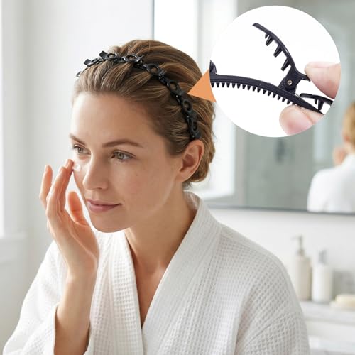 2Pc Hair Clip Headband with Double Layer Teeth for Bangs