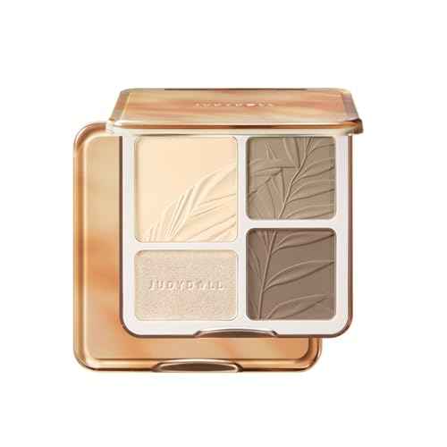 JUDYDOLL Highlight & Contour Palette, All-in-One Matte Highlighter Contour Compact, Blendable Face Makeup for Beginners (02)