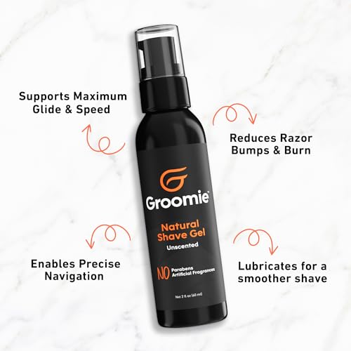 Groomie Natural Shave Gel - Aftershave Gel for Delicate Skin, Unscented Elegance for Silky-smooth Outcomes. For All Genders, Hydrate, Elevate Your Shaving Routine with Comfort, 60ml