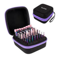 Lavinda Portable Nail Drill Bit Organizer Case 3.86 x 3.46 x 2.28 inches Black/Purple