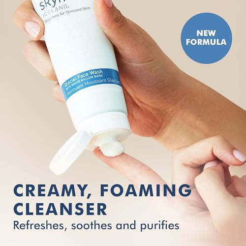 Skyn ICELAND Glacial Face Wash with White Willow Bark, Creamy Foaming Cleanser for Oily & Combination Skin, 5 Fl Oz