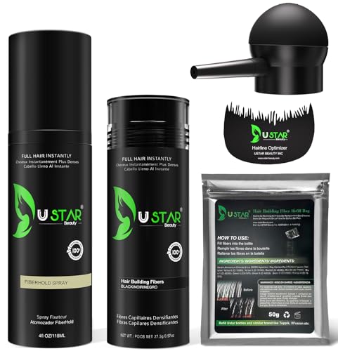 USTAR Hair Building Fibers 77.5g - Thicker Fuller Hair for Men & Women