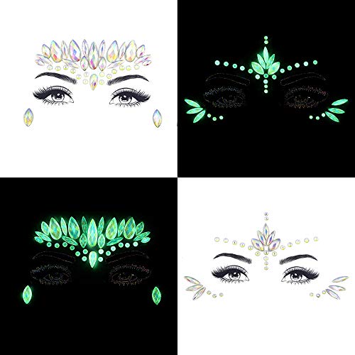 Noctilucent Face Gems Glow-in-Dark Rhinestone Stickers