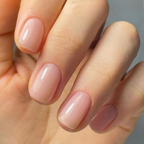 GLAMERMAID Light Cinnamon Short Press-On Nails - Nude Pink Fake Nails