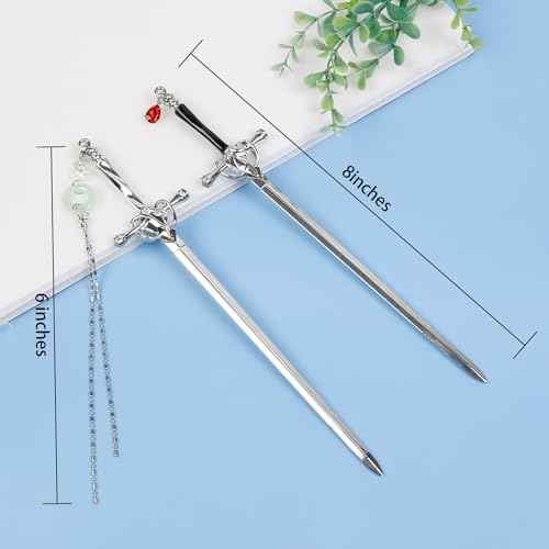 4Pcs Sword Hair Stick Retro Metal Hair Sticks Ancient Style Swords Hair Chopsticks for Women and Men, Chinese Hair Pins Hair Sticks Hair Daggers with Tassels for Hair Accessories