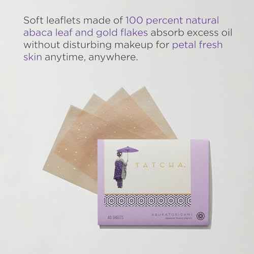 Tatcha Aburatorigami Blotting Papers: 100% Natural Abaca Leaf & Gold Flakes Absorb Excess Oil (40 Pack)