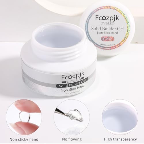 Clear Solid Builder Gel 60g with Nail Forms & Nail Art Kit for 3D Extensions