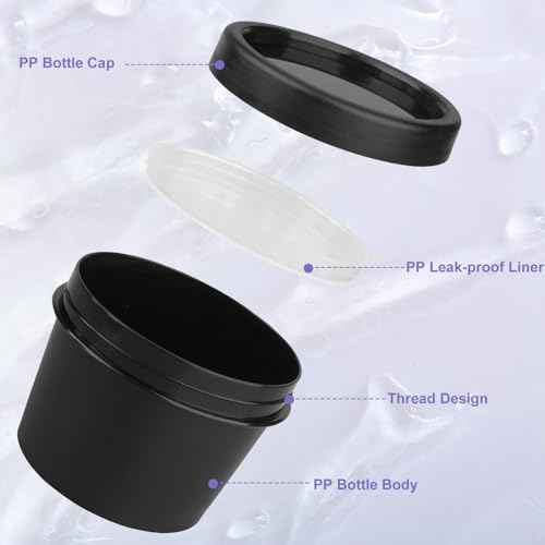 Travel Containers for Toiletries 3.4oz 9 Pack TSA Approved Plastic Cream Jars Wide-mouth Cosmetic Pot Jars with Lids Leak Proof Travel Size Containers for Makeup Face Cream(Black)