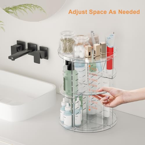 Rotating Makeup Organizer with 8 Adjustable Layers & Brush Holder