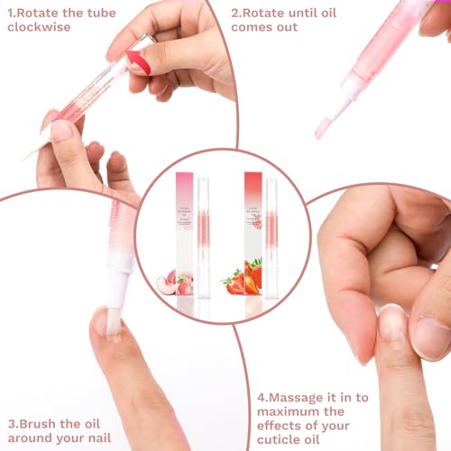 Cuticle Oil Pen Duo - Peach & Strawberry Flavors, Hydrating Nail Care