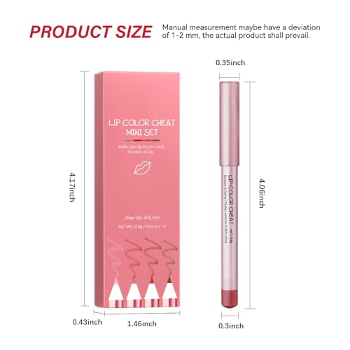 Mooppom 2-in-1 Lip Makeup Kit - 4 Nude Lip Liners & Plumper Gloss