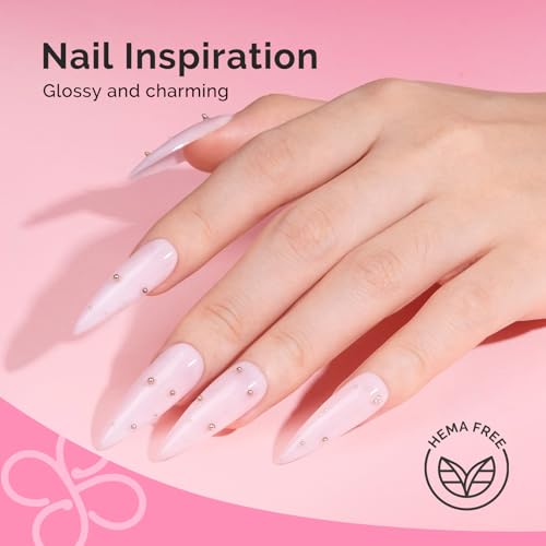 MelodySusie Hema Free Builder Gel Set for Nails Thickening, Nude and Pink, 6PCS 0.5 Fl Oz, Tpo Free, Soak Off UV Extension Gel, Nail Art Design Salon DIY Manicure at Home for Women