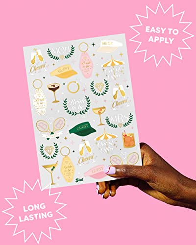 xo, Fetti Bachelorette Party Temporary Tattoos - 48 Gold Foil Designs