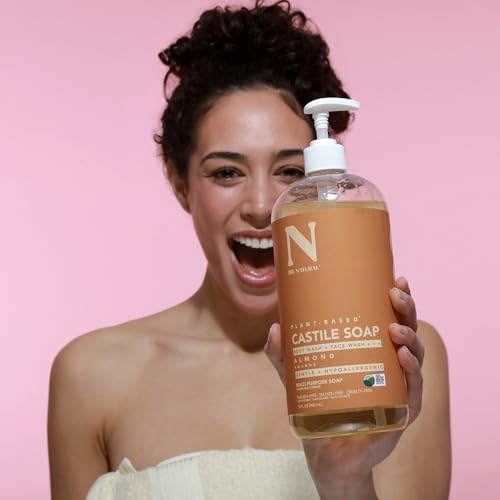 Castile Liquid Soap Kit by Dr. Natural for Unisex - 2 Pc Kit 32oz Liquid Soap - Peppermint, 32oz - Almond