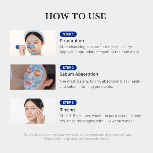 medicube Zero Pore Mud Mask and Brush Set: Zero Pore Mud Facial Mask and Multi Pore Brush & Face Mask Applicator
