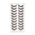 Brown Eyelashes Natural Look Dark Brown False Lashes Wispy Faux Mink Lashes Fluffy Fake Lashes 3D Strip Evelashes Pack 10 Pairs(MQ607)