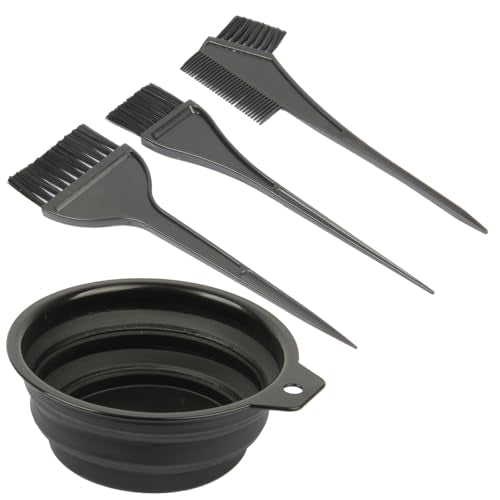 Hair Dye Color Brush and Bowl Set for Professional & Home Use - 4 Pieces