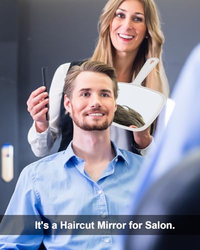 PROTECLE 12.4" x 9" Handheld Salon Mirror White - Hairdressing & Barber Tool