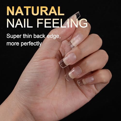Short Square Gel Nail Tips 600Pcs Full Cover Clear