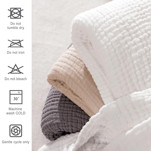 EMME Cotton Bed Blanket Soft Muslin Boho Bedding Lightweight Breathable Twin Blanket All Season Gauze Blanket, Light Tan