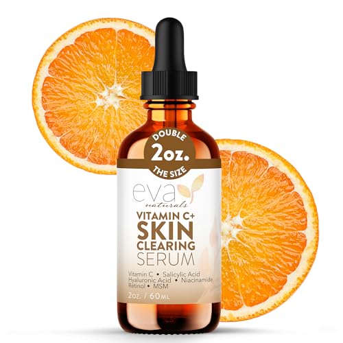 Vitamin C Serum for Face with Retinol & Salicylic Acid ? Skin Clearing Acne Spot Treatment with Niacinamide, Hyaluronic Acid, MSM ? Anti-Aging Facial Serum for Dark Spots and Blemishes, 2 Fl Oz