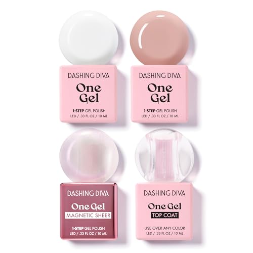 Dashing Diva One Gel Mega Bundle - Nothing But Neutrals - Includes 2 Colors, Iridescent Topper & Top Coat - 3-in-1 Base, Nail Color & Top Coat - Gel Nail Polish Set