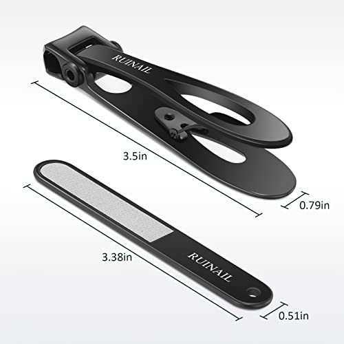 Nail Clippers for Thick Toenails 17mm Extra Wide Jaw Opening Nail Clippers Large Toenail Fingernail Nail Clipper Nail Cutter with File Tin Boxed for Men Women Seniors (Black)