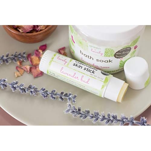 Green + Lovely Calendula Skin Stick Organic Lotion Sticks Moisturizing Balm Ointment Salve Multipurpose Hand Cream Body Bar, 0.5 oz, Lavender Bud (1 Tube)