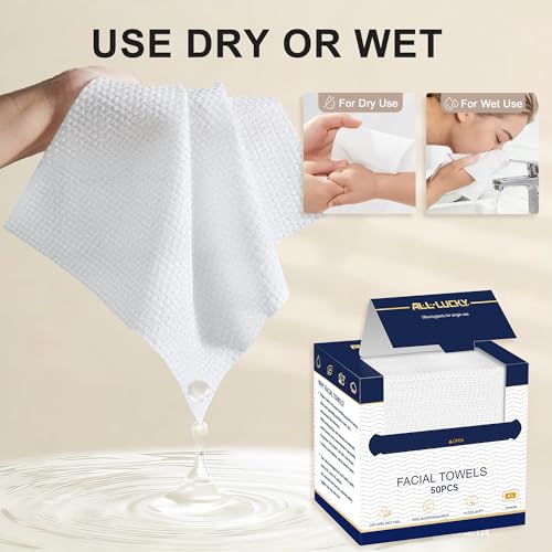 Disposable XL Face Towels 100 Count (2 Pack of 50) Biodegradable Wash Cloths