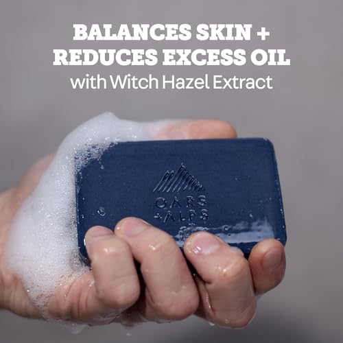 Oars + Alps Exfoliating & Moisturizing Bar Soap for Men, Deep Cleaning Soap, Clean Ingredients, All Skin Types, Blue Charcoal, 1pk