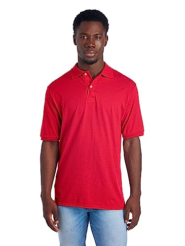 Jerzees Men's SpotShield Stain Resistant Polo Shirts (Short & Long, Short Sleeve-True Red, Small