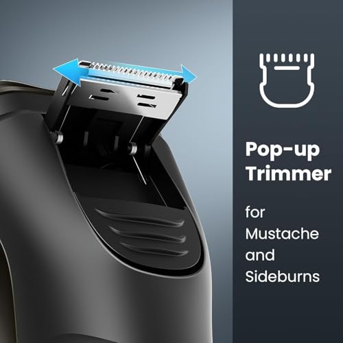 Electric Razor for Men Cordless: Wet/Dry Rotary Shaver Waterproof - USB Fast Charging & Sensitive Skin Care - Pop up Trimmer & Precision Blades Upgraded Silver-Black